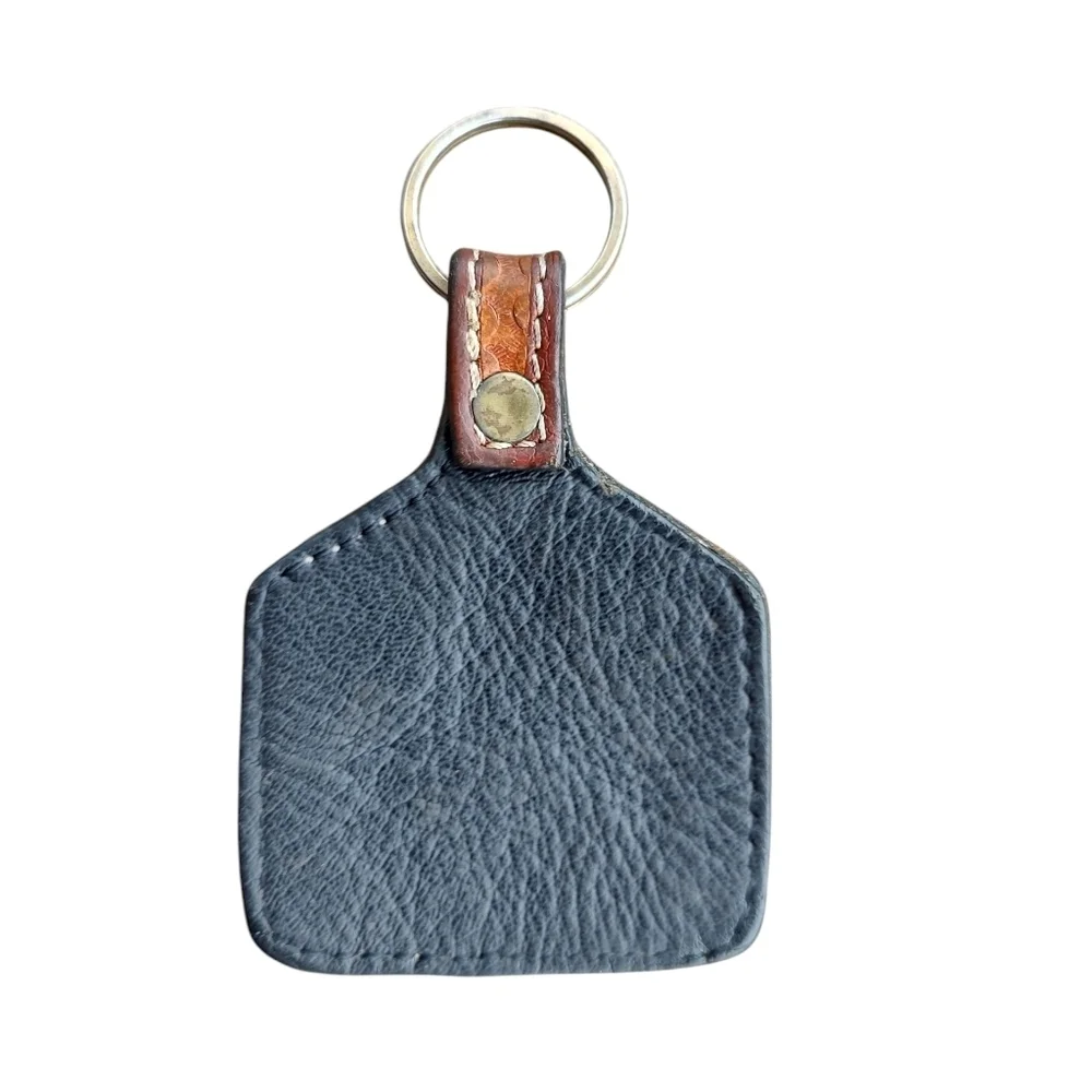 Myra Bag Brown and Turquoise Leather  Keychain